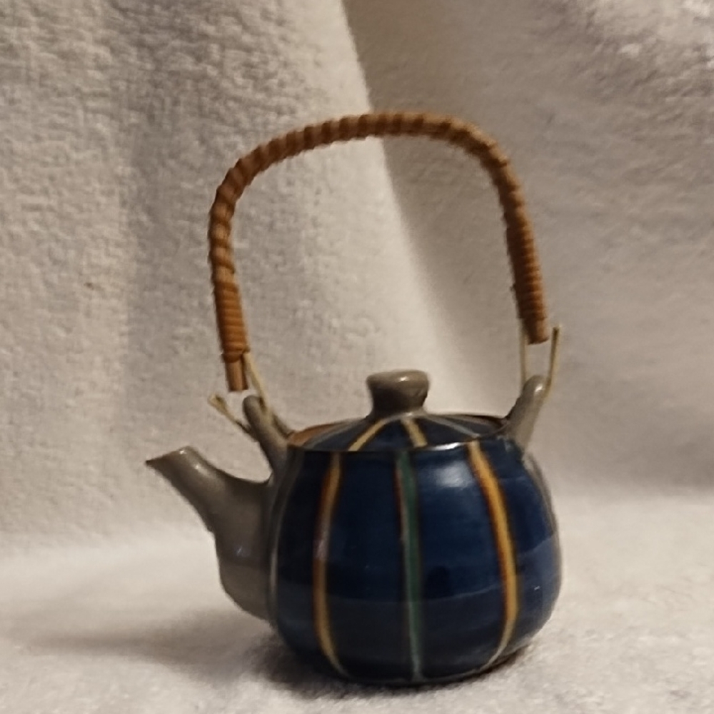 Artistic Blue and Brown Ceramic Teapot